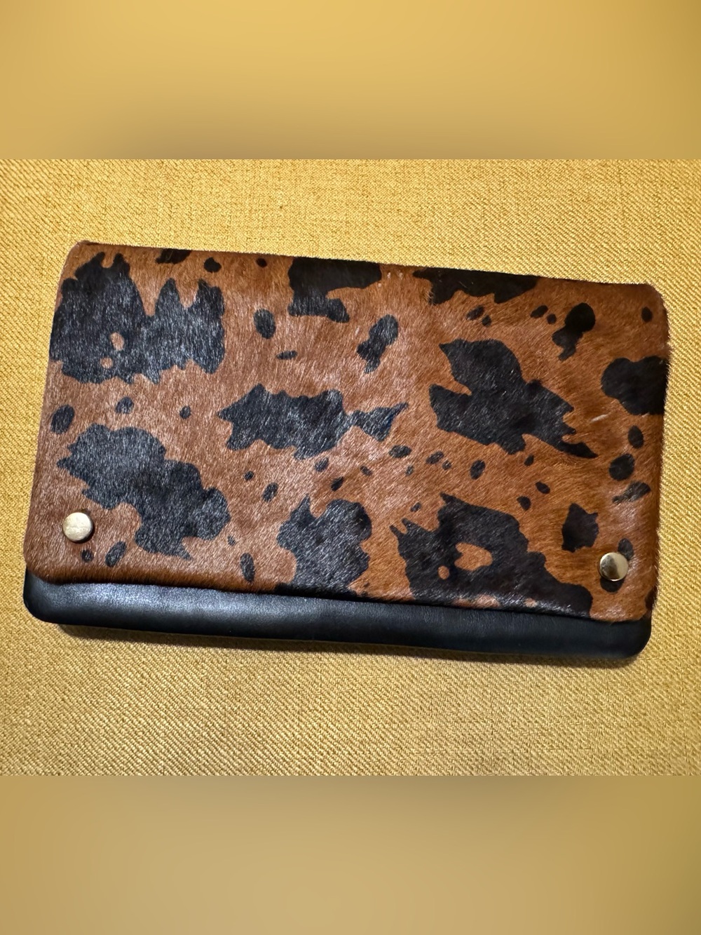 Moda Luxe Brown and Black Haircalf Animal Print Wallet Clutch